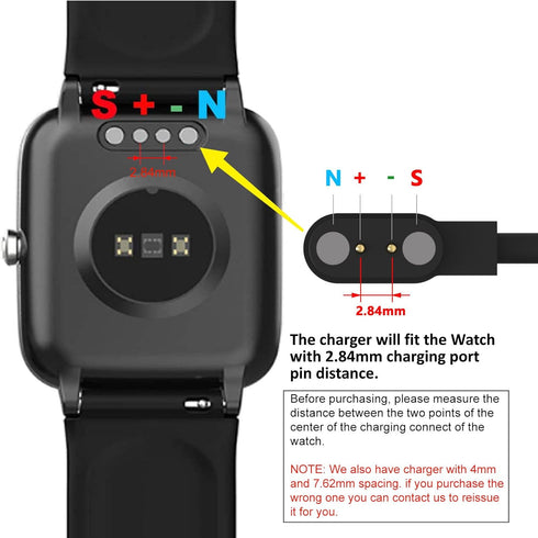 2-Pack Charger Compatible with Veryfit/Da Fit Smart Watch Charger, Replacement Opposite Polarity Charging Cable for Smart Watch with Da Fit/Veryfi...
