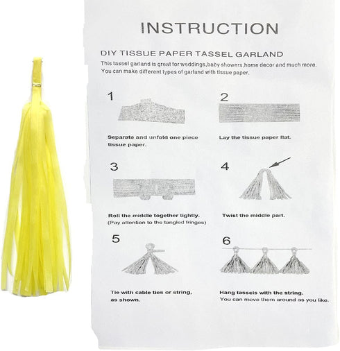 Tissue Paper Tassels Garland Banner Table Decor Party Banner Wedding Birthday Baby Shower Nursery Party Decorations Supplies (20, Yellow)...