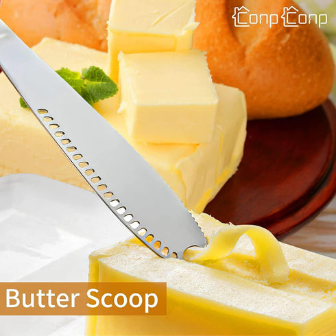 Butter Spreader, Stainless Steel Butter Spreader, 3 in 1 Kitchen Knife Gadgets Curler Slicer Spreader with Serrated Edge for Cutting and Spreading...