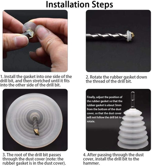 3Pcs Rubber Flexible Electric Hammer Drill Dust Cover for 6mm-16mm Drill Bits Dustproof Impact Drill Power Tool Hand Tools(White)...