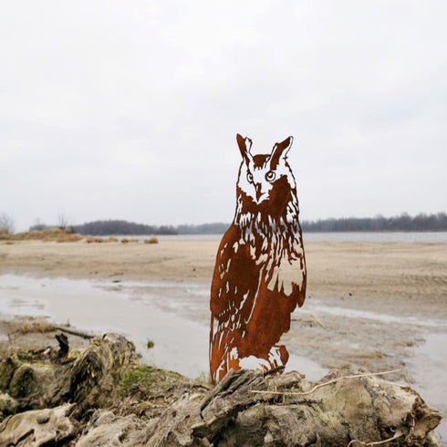 Garden Outdoor Decoration Rusty Metal Wall Art Corten Steel Animal Decor Owl Handmade Bird Yard Decor for Yard Lawn Trees Fences Gates Windows Wal...