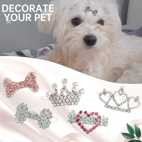DaFuEn Dog Hair Clips Hair Bows for Small Dogs Puppy Crown Barrettes Girl Dog Tiara Crystal Rhinestone Dog Hair Accessories for Chihuahua Yorkie S...