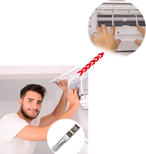 2pcs Stainless Steel Air Conditioner Fin Comb Condenser and Radiator Fin Straightener Cleaner Repair Tool Metal Air Conditioning Brush Accessory...