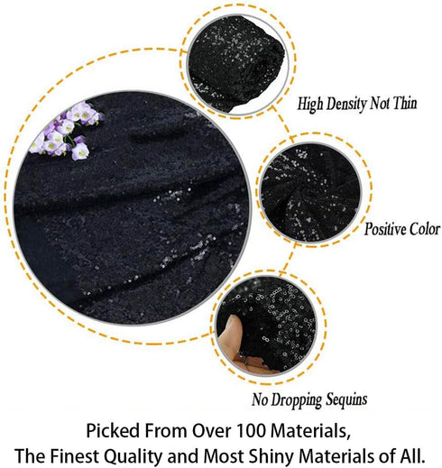 ShiDianYi 3 Feet 1 Yards-Sequin Fabric, by The Yard, Sequin Fabric, Tablecloth, Linen, for Xmas Decor (1 Yards 1PC Black)...