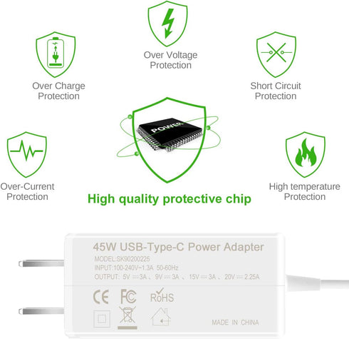 USB Type C 45W Samsung Charger for Samsung Chromebook 4 4+ Plus XE525QBB XE513C24 XE350XBA XE310XBA XE521QAB XE520QAB PA-1300-87 W16-030N1A USB C ...