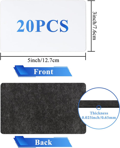 20 Pack Sticky Dry Erase White Boards 3x5inch Reusable Whiteboard Stickers for Fridge Office, Portable Whiteboard with Backing Pad for Teachers...
