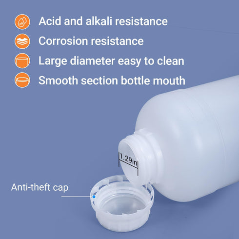 PE Plastic Food Grade Bottles, Wide Mouth Lab Reagent Bottle, Liquid/Solid Sample Seal Sample Storage Container Chemical Bottle (Translucent, 34oz...
