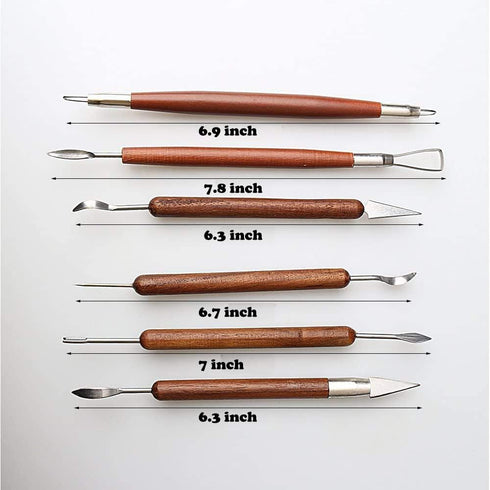 S & E TEACHER'S EDITION 6 Pcs Pottery & Clay Sculpting Tools, Double-Sided, Smooth Wooden Handles....