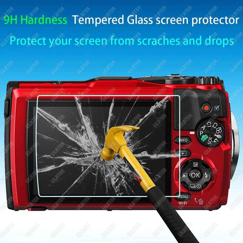 Screen Protector for Olympus TG-7 TG-6 TG-5 TG-4 TG7 Red Black, OM SYSTEM Tough TG-7 0.3mm 9H Hardness TG6 TG5 TG4 Tempered Glass Screen Cover, An...