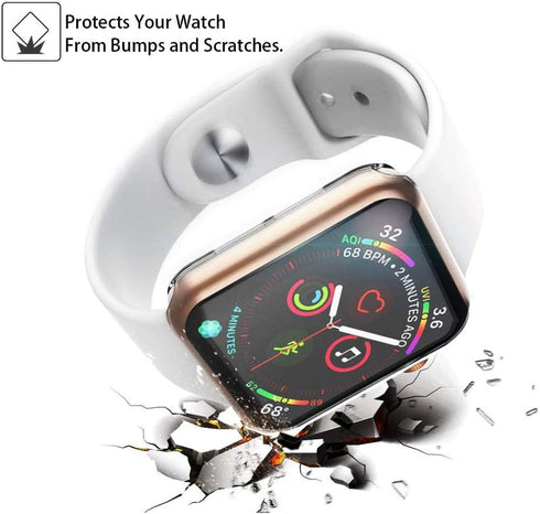 HANKN 4 Pack Case Compatible with Apple Watch Series 9 8 7 - 45mm Screen Protector Case, Soft TPU Full Coverage Plated Shockproof Smartwatch iWatc...