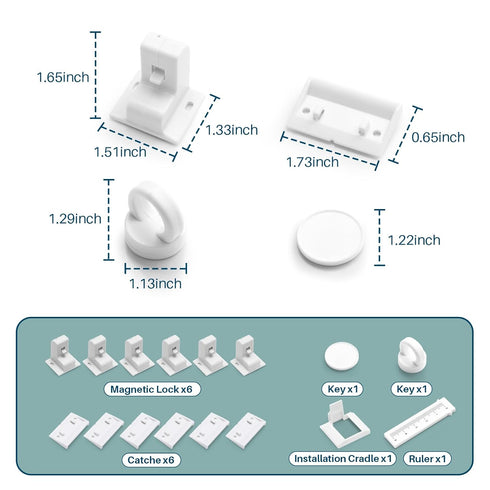 Inaya Magnetic Cabinet Locks for Baby Proofing, 6 Locks & 1 Key, Child Proof Magnet Locks for Cabinets & Drawers with Invisible Design, 3M Adhesiv...