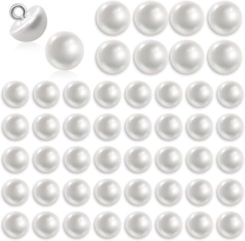 50PCS 10mm Pearl Buttons with Shank Round Pearl Buttons Decorative Buttons for Wedding Dresses, Sewing, Shirts, Jewelry Decorations, DIY Crafts Pl...