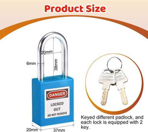 MroMax Lockout Tagout Lock, Safety Padlock Keyed Alike,Loto Security Padlock Steel Shackle Black Padlock for Lock Out Tag Out 3Pcs...
