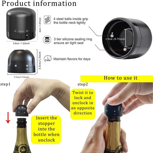 Champagne and Wine stoppers, (4Pack) SunDiao Champagne and Wine Sealer, Reusable Silicone Leakproof Champagne & Wine Stoppers, Keep Champagne and ...