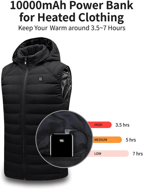5V 2A Power Bank for Heated Vest, Jacket, Stadium Seats, Chair Battery Pack, 10000mAh Packet Size LED Display Portable Charge for Heated Clothing,...