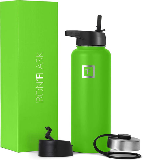 IRON °FLASK Sports Water Bottle - Wide Mouth with 3 Straw Lids - Stainless Steel Gym & Outdoor Bottles for Men, Women & Kids - Double Walled, Insu...