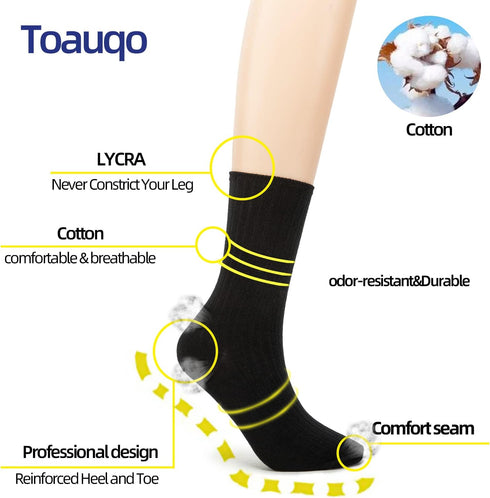 Women's Casual Cotton Crew Sock 3-Pack Basic Pure Color Soft Comfort Socks...