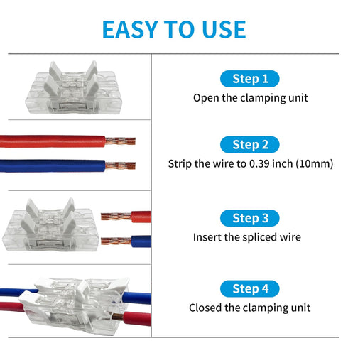 Inline Wire Connectors Nuts, Dicio Lever Wire Compact Connectors Electrical Inline Splicing Conductor Connector 4 Port 10 pcs Clear Butt Insulated...