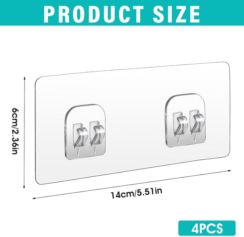 4 Pack Shower Caddy Adhesive Hooks Replacement, Strong Self-Adhesive Sticker No Drilling Waterproof Hanging Hooks for Bathroom Storage Shelves Kit...