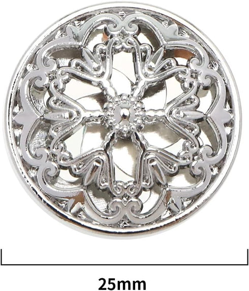 20pcs Clothes Button 25mm Fashion Hollow Flower Alloy Round Shaped Sewing Button for Men Women Blazer Coat Uniform Shirt and Jacket Silver...