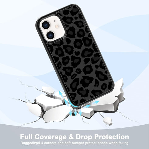 Cute Punchy Black Leopard Cheetah Print Phone Case for iPhone 12 Mini Case for Preppy Girls Women 5.4"...