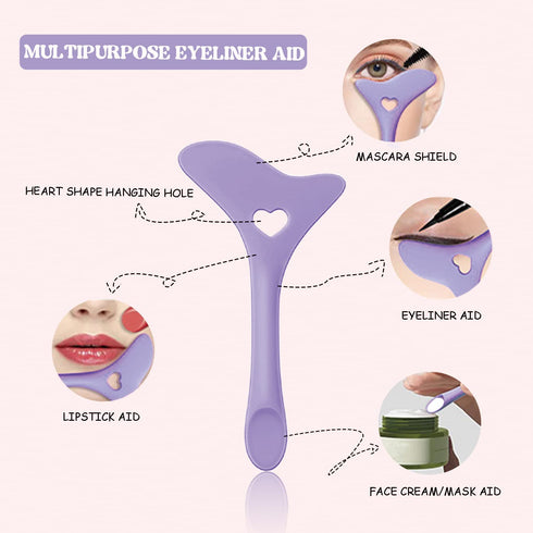 Eyeliner Stencils 4Pcs Reusable Silicone Eyeliner Aid Mascara Shield Eyeliner Eyelash Eyeshadow Lipstick Applicator Guide Tool Multifunctional Eye...