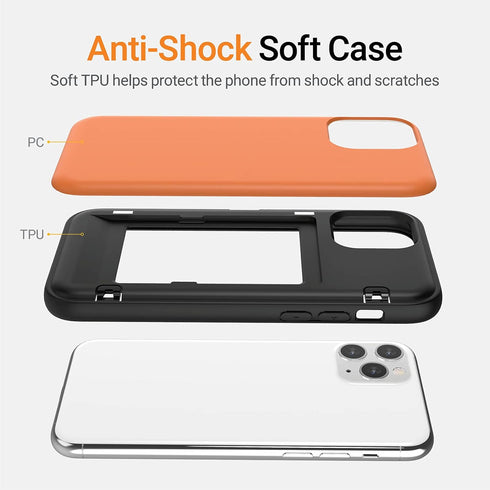 JUST4YOU for iPhone 11 Pro Max Wallet Case with Card Holder Auto Magnetic Closure Hidden Mirror Bumper Cover (Orange) CS_BR_MD_I11PM_OR...