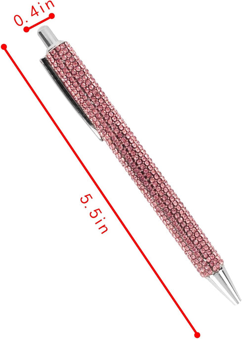 HOCE 3 Pcs Rhinestone Bling Metal Ballpoint Pens 0.7 mm, Black Ink, Gift Pens for Christmas Bridesmaid Wedding Birthday, Pink One Size...