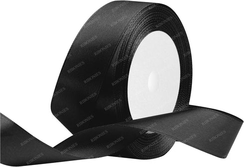 Black Satin Ribbon, 1 Inches x 25 Yards Fabric Ribbons for Gift Wrapping, Flower Bouquet, Crafts and Wedding Party Decoration...