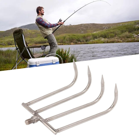 4 Teeth Hand Rake Aquatic Weed Rake Stainless Steel Stainless Steel 4 Teeth Hand Rake Portable Aquatic Weed Rake with 8Mm Threaded Interfa for Fis...