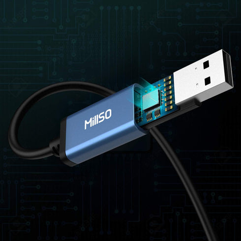 MillSO USB to 3.5mm Audio Jack Adapter, Sapphire Blue TRRS USB to AUX Audio Jack External Stereo Sound Card for Headphone, Speaker, PS4, PC, Lapto...
