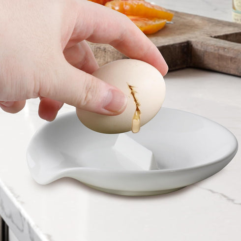 Egg Cracker & Spoon Holder, Spoon Rest for Kitchen, Ceramic Spoon Holder for Stove Top, Cooking Spoon Holder,Heat Resistant Utensil Rest for Count...