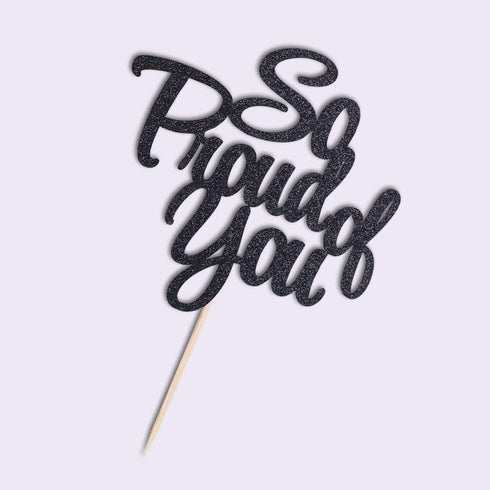PALASASA So Proud of You Cake Topper - Congrats Grad, Done, Congratulations, Graduation Party Decorations (black)...