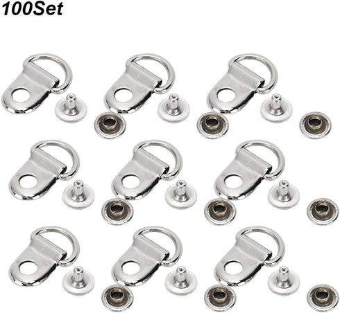 100 Sets Shoelace Hooks, Shoe Boot Laces Hooks Metal Stud Fasteners D Ring Eyelet Buckles with Rivets for Hiking Boots Repair Leather Boot Shoes...