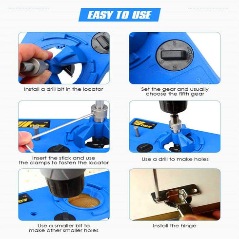 35mm Hinge Hole Jig Drill Guide Set, Closet Door Hole Jig, Puncher Hinge Drilling Tool Set, for Cabinet Door Installation,Woodworking Boring Posit...