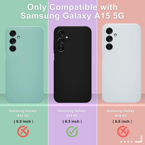 for Samsung Galaxy A15 5G Case, Silicone Phone Case with 1 Screen Protector, Soft Anti-Scratch Microfiber Lining, Full Body Shockproof Slim Cover,...