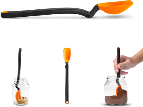 Dreamfarm Mini Supoon Non-Stick Sit-Up Silicone Scraping Cooking Spoon, Jar Scraper Measures 5ml Tsp - 8" Orange...