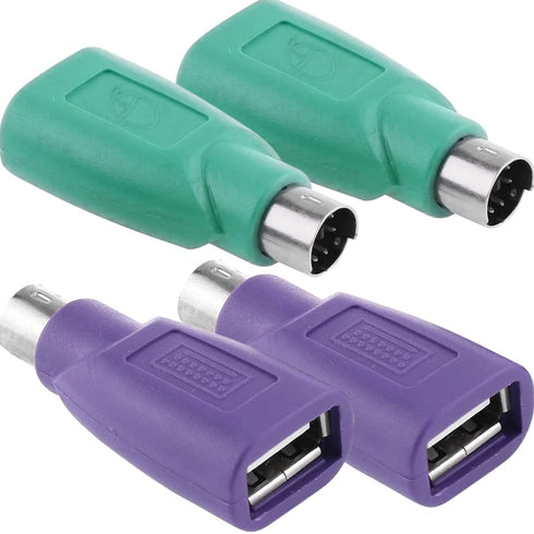 PS/2 to USB A Adapter Male to Female Keyboard Adapter PS2 Jack to USB A Plug for Mouse and Keyboard, Replacement PS2 Keyboard Adapter, 4 PCS...
