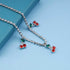 Bohemian Cherry Anklets Cubic Rhinestone Dangle Ankle Bracelets Silver Tassel Fruit Anklet Sparkle Tennis Chain Anklets Foot Jewelry for Women...
