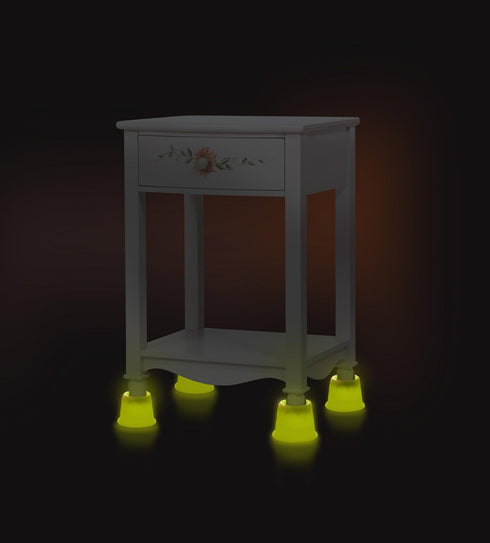 Slipstick CB643 3” Lift Glow in The Dark Bed Risers/Furniture Risers – Adds 3 inch Height for Under Bed Storage & Shows Bed Location in Dark (Set ...