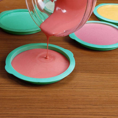 Webake Rainbow Cake Pans, 6 Inch Round Silicone Baking Pans, Set of 6, Great for Jumbo Whoopie Pie, Vegetable Pancakes, Taco Shells, Pizza Crust, ...