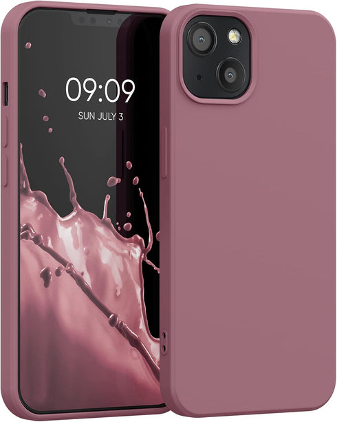kwmobile Case Compatible with Apple iPhone 13 Case - Slim Protective TPU Silicone Phone Cover - Dark Rose...