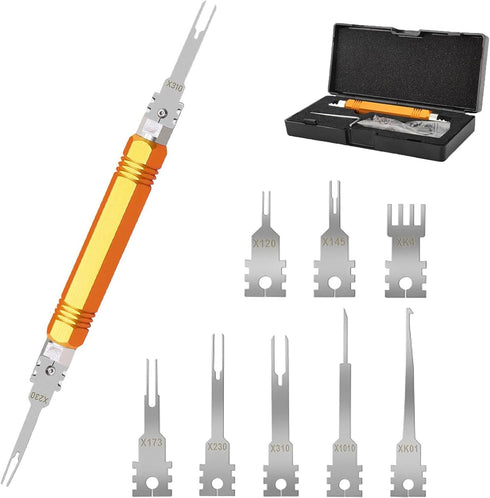 Terminal Removal Tool Kit, 8 PCS Electrical Pin Extractor Tool Double Head Detachable Terminal Release Tool for Metri,AMP,Molex Connector Automoti...