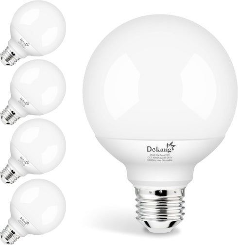 4 Pack G25 LED Globe Light Bulbs for Bathroom 4000K Daylight, E26 Base Vanity Light Bulbs 60W Incandescent Equivalent, 5W Round Light Bulbs, 500LM...