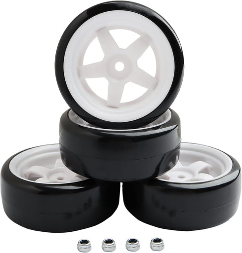 4PCS 12mm Hub Wheels,1:10 63mm Hard Plastic RC Drift Cars On Road Touring Racing Bald Tires for Traxxas HSP Tamiya HPI Kyosho On-Road Drifting Car...
