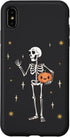 iPhone XS Max Funny Halloween Skeleton Holding Jack-O-Lantern Pumpkin Case...