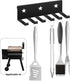 BBQ Grill Pellet Smoker Utensil Accessory Holder?Wood Pellet Smoker Grills Side Table Shelf Barbecue Tools Storage Basket Accessories with 6 Hooks...