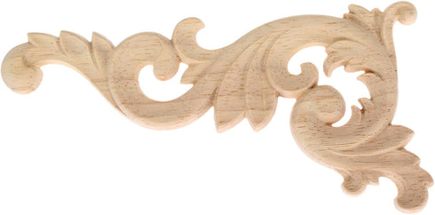 MUXSAM Wood Carved Appliques Onlays, 1-Pair Unpainted Small Wooden Carvings Decals Corner Decorative Plaques for Mirrors Walls Doors Bed Fireplace...