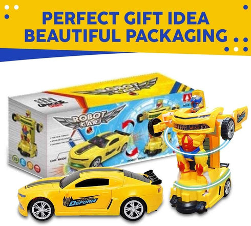 Toysery Transforming Robot Car - One Button Transformation Toy Car with Realistic Engine Sounds, LED Lights and 360 Degree Rotation Speed Drifting...