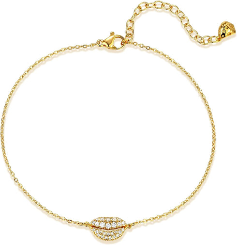 Dremmy Studios Women Anklet 14K Gold Plated Dainty Beads Daisy Heart Cross Anchor Pendant Ankle Bracelet Simple Beach Summer Smile Lip Foot Chain ...